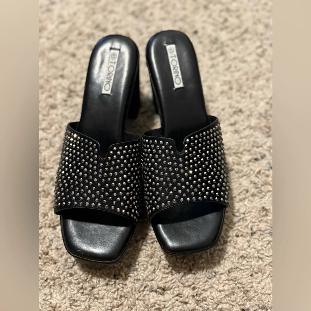 New black crystal sandals size 10‎ US 41 Uk